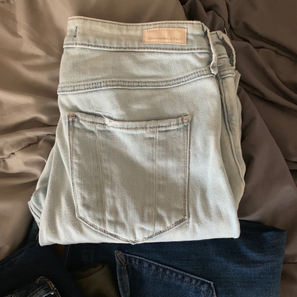 A&F light ripped high waisted jeans